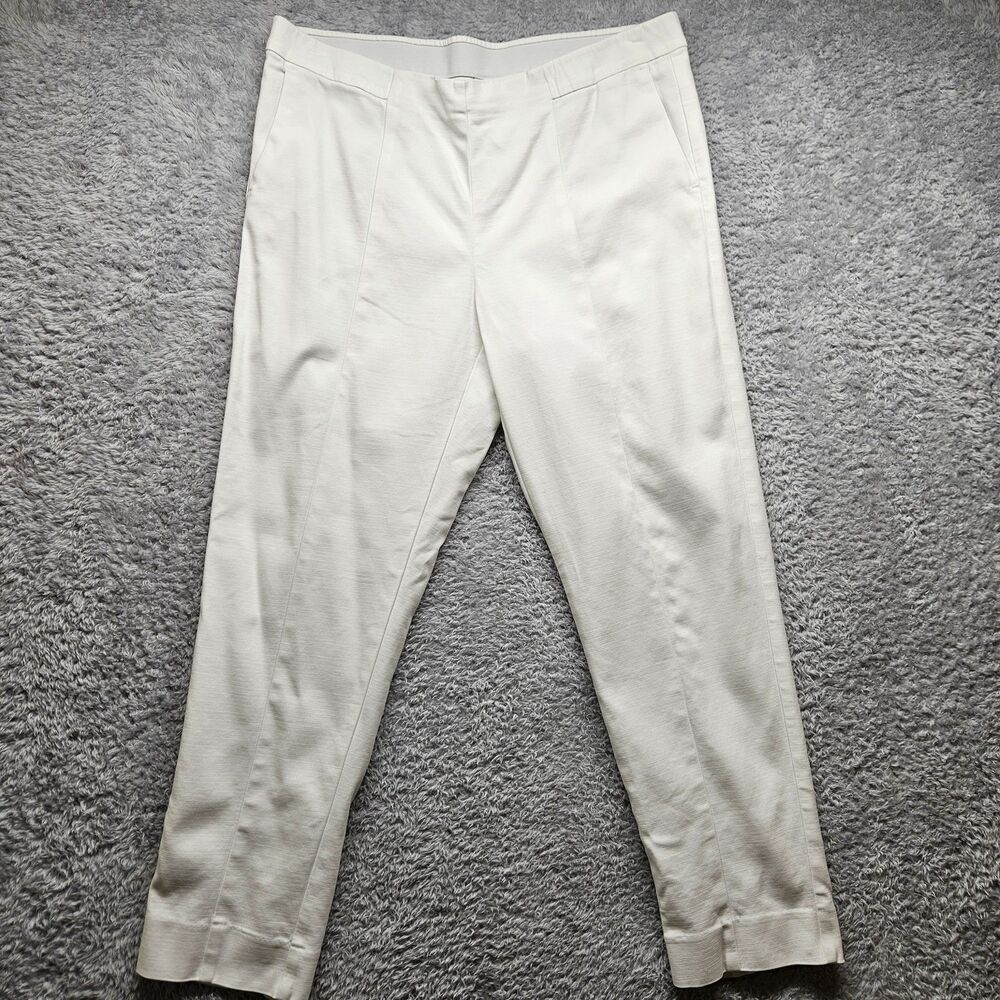 J Jill White Essential Slim Ankle Pants Size 14 Pull On Cropped Casual Comfort